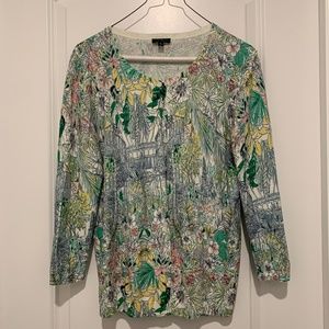 Talbots Botanical Button Up Sweater Size M